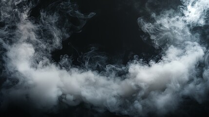 Fototapeta premium Abstract white smoke cloud on black background