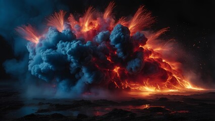 Fototapeta premium Fire explosion with dark cloud