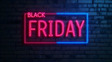 Multicolor Neon 'BLACK FRIDAY' Sign on a Brick Wall