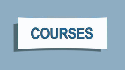 Courses. A card isolated on blue background.