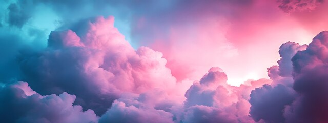 Beautiful pink and blue clouds in the sky, digital art, anime background