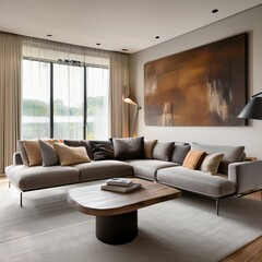 Obraz premium spacious, stylish living room with an open, airy feel. 