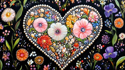 Heart Art, Pearl Collage, Glitter, Abstract Image, Texture, Pattern Background, Wallpaper, Smartphone Cover and Screen, PC, Laptop, 9:16 and 16:9 Format