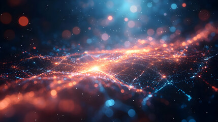 Fototapeta premium Abstract 3D Background - Red and Blue Glowing Particles