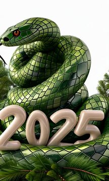 2025 Happy New Year of the Snake in the Chinese Animal Calender Vertical Animation Video.