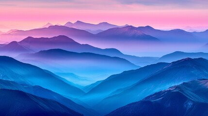 Obraz premium Majestic Mountain Range at Sunrise with Mist in the Valleys Generative AI