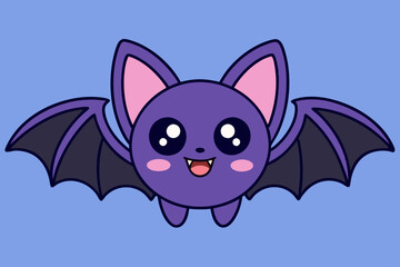 Cute Spooky Kawaii Bat Signal Illustration