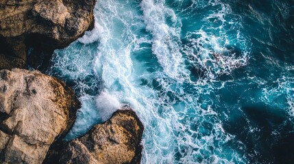 Powerful Ocean Waves Crashing Against Rugged Rocks Generative AI