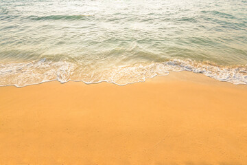 Beautiful beach and tropical sea. Sand and water vacation background.