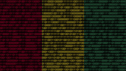 Binary code on flag of Guinea. Program source code or Hacker concept on Guinean flag. Guinea digital technology security, hacking or programming