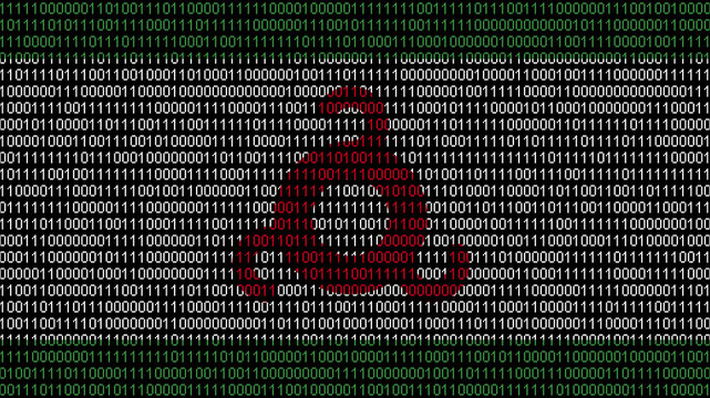 Binary code on flag of Ingushetia. Program source code or Hacker concept on Ingush flag. Ingushetia digital technology security, hacking or programming