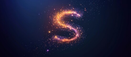 Obraz premium letter S of a starry sky or space, consisting of points, lines, and shape