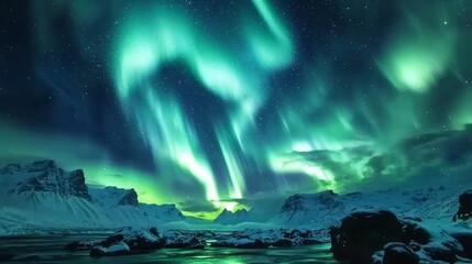Obraz premium Northern Lights Dancing Across the Sky Generative AI