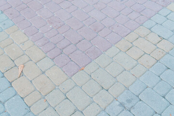 Mosaic Pavement with Soft Pastel Colors and Textured Surface