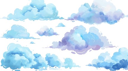 Set of cartoon clouds in flat style. white cloud collection Many white clouds for design