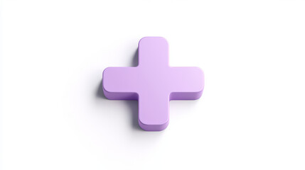 Obraz premium A simple, cartoon-style purple plus sign on a white background. It represents first aid and healthcare, and symbolizes emergency help.