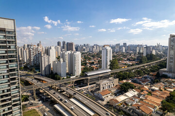 Aerial view of Campo Belo in São Paulo showcasing urban buildings and greenery on a sunny day