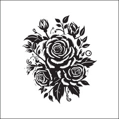 black and white roses,flower, floral, rose, vector, vintage, pattern, illustration, leaf, design, nature, decoration, flowers, plant, drawing, art, ornament, seamless, sketch, wedding, element, roses,