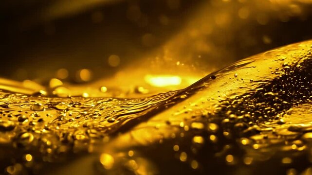Close up of abstract golden or yellow liquid