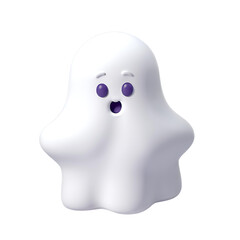 Cute Ghosty: Adorable 3D render of a friendly ghost with big eyes and a surprised expression. Perfect for spooky fun, Halloween decorations, and adding a whimsical touch to your designs. 