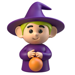 Cute Halloween Witch: 3D Render of a Friendly Little Witch