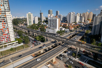 Fototapeta premium Aerial view of Campo Belo in São Paulo, SP. Santo Amaro Avenue and Roberto Marinho Avenue