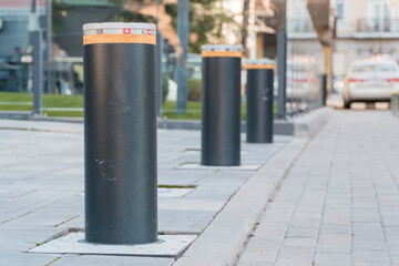 Urban Street Installation of Stylish Bollards Enhancing Safety and Aesthetics