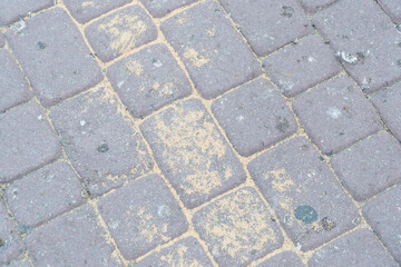 Intricate Patterns of Weathered Paving Stones with Subtle Brown Dust Accents