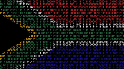 Binary code on flag of South Africa. Program source code or Hacker concept on South African flag. South Africa digital technology security, hacking or programming © Myvector