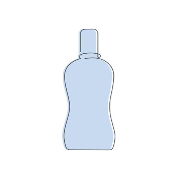 recommend clip art: Mouthwash in one continuous line in color. One line drawing, minimalism. Vector illustration.