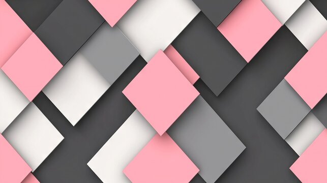   A stunning pink and gray wallpaper featuring an array of grey and white squares on the sides