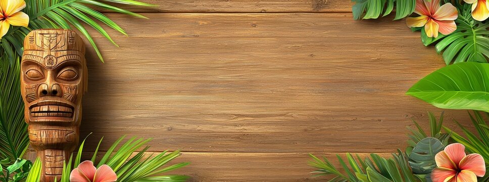 Fill in the Blank Luau Template Illustration and backgrounds for party and celebration printed invitations, posters, flyers, tropical, flowers, Hawaii, paradise, vacation.