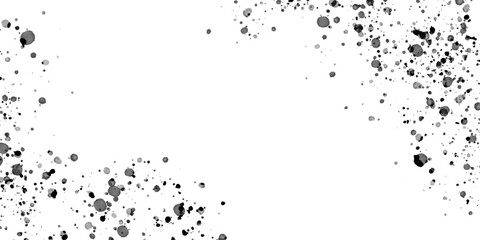 Black ink splash, paint splatter frame isolated on transparent background. Vector illustration