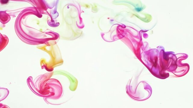 Liquid pink paint on a white background