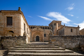 Fototapeta premium View of the impressive facade of the Romanesque collegiate church of Santa Juliana in Santillana del Mar, Cantabria, Spain