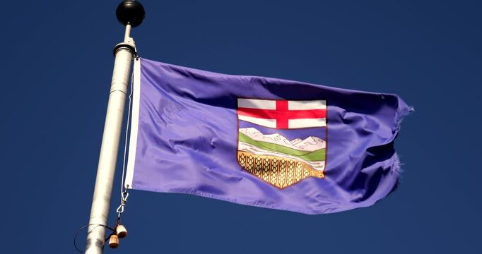 Alberta Canada provincial flag flying in the wind