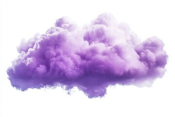Fototapeta premium A large, fluffy purple cloud hovers gracefully in a bright backdrop, showcasing its vibrant hue and soft contours