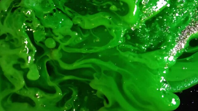 Rich green texture of slime or liquid paint