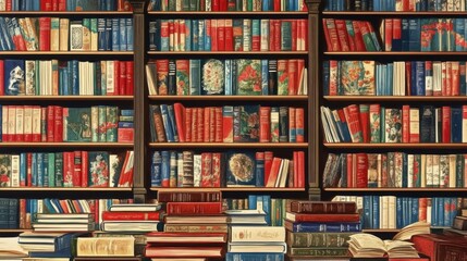 A Vibrant Library Displaying a Rich Collection of Books in a Cozy Reading Space