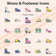 Icons of various types of shoes and footwear designs.