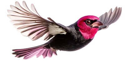 Fototapeta premium Purple-throated Fruitcrow Bird Vando on White Background, Photo Realistic, Wallpaper, Cover and Screen for Smartphone, PC, Laptop, 9:16 and 16:9 Format