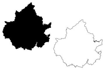 Suwon City (South Korea, Republic of Korea, ROK, Gyeonggi Province) map vector illustration, scribble sketch City of Suwon map