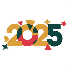 New Year 2024 paper numbers for calendar header on colorful background