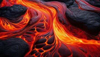 Molten lava flows in swirls