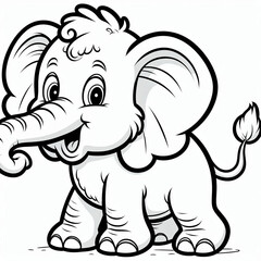 Obraz premium children's coloring page with a cartoon elephant, for children from four to ten years old