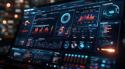 Obraz premium AI-Driven Data Analytics Automation: Big data Analytics, Business Insights, Sales, and KPI Dashboard, Data Analytics Abstract, Data Dashboard 