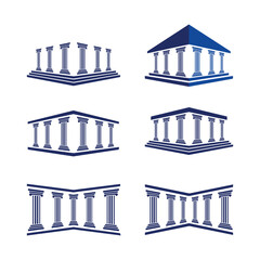 Bank, museum or library 3d icon. Classical architecture building with columns. flat vector illustration easy to edit and customize. . Column pillar parthenon landmark. Vector illustration flat archite