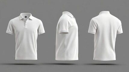 Naklejka premium Set of template mockups male t-shirt and polo from different angles isolated 3D illustration on transparent background