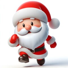 3D cartoon character Santa Claus Marry Christmas happy smile, Santa Claus's character is isolated on a white background.