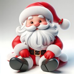 3D cartoon character Santa Claus Marry Christmas happy smile, Santa Claus's character is isolated on a white background.